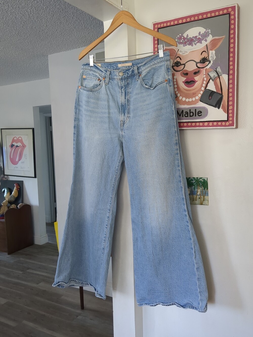 💥 Levi's Ribcage Bell Jeans Women 31 High Rise Wide Leg Premium Denim